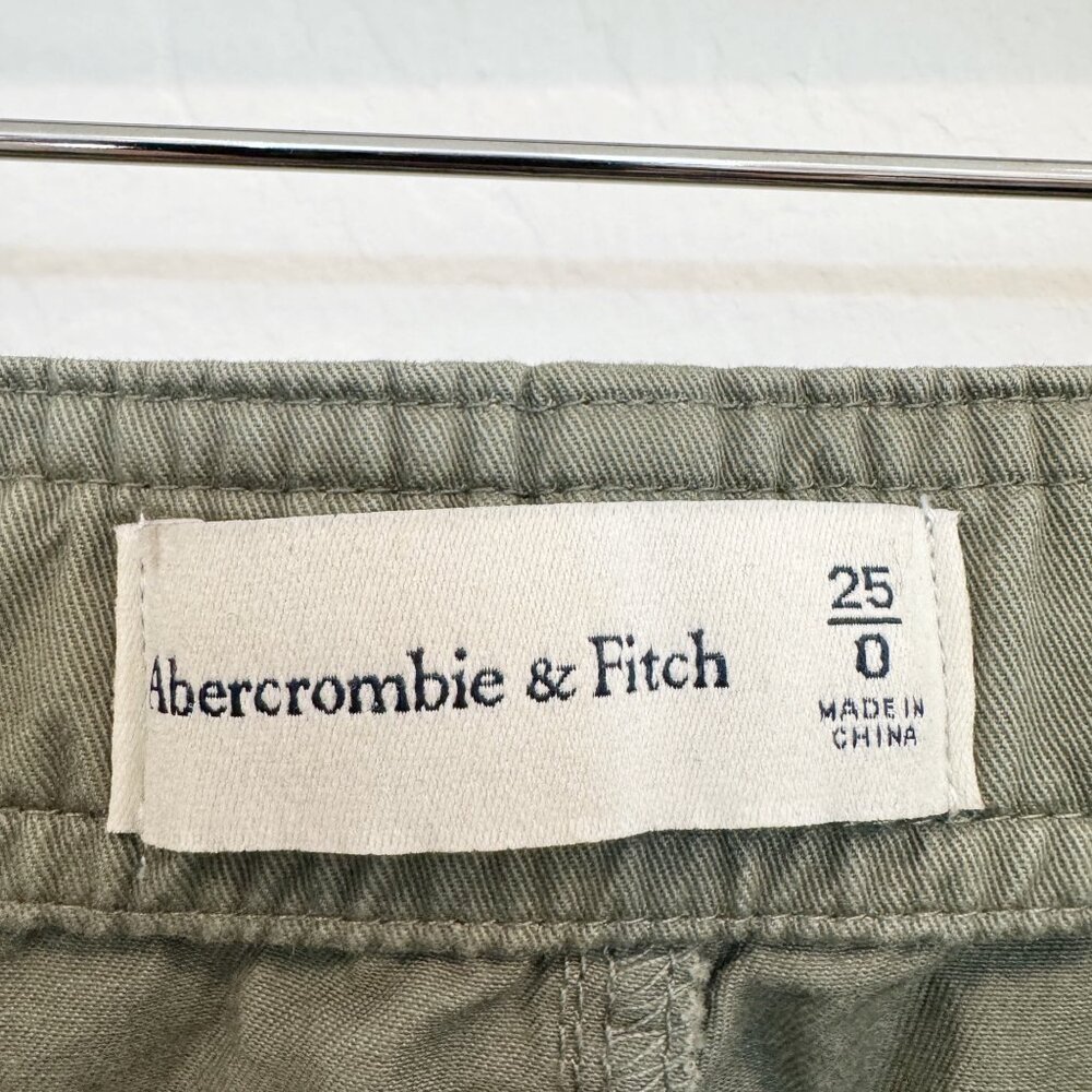 Abercrombie Relaxed Cargo‎ Pants Wide Leg Baggy Grunge High Rise Olive Green 25 - Picture 7 of 11